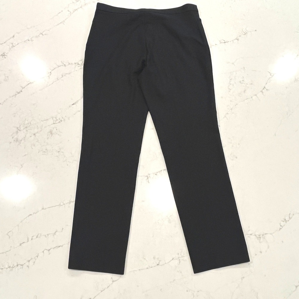 Akris Punto Straight Leg Dress Pants Women 8 Black Side Zip Ankle Pocket Stretch - Picture 3 of 14
